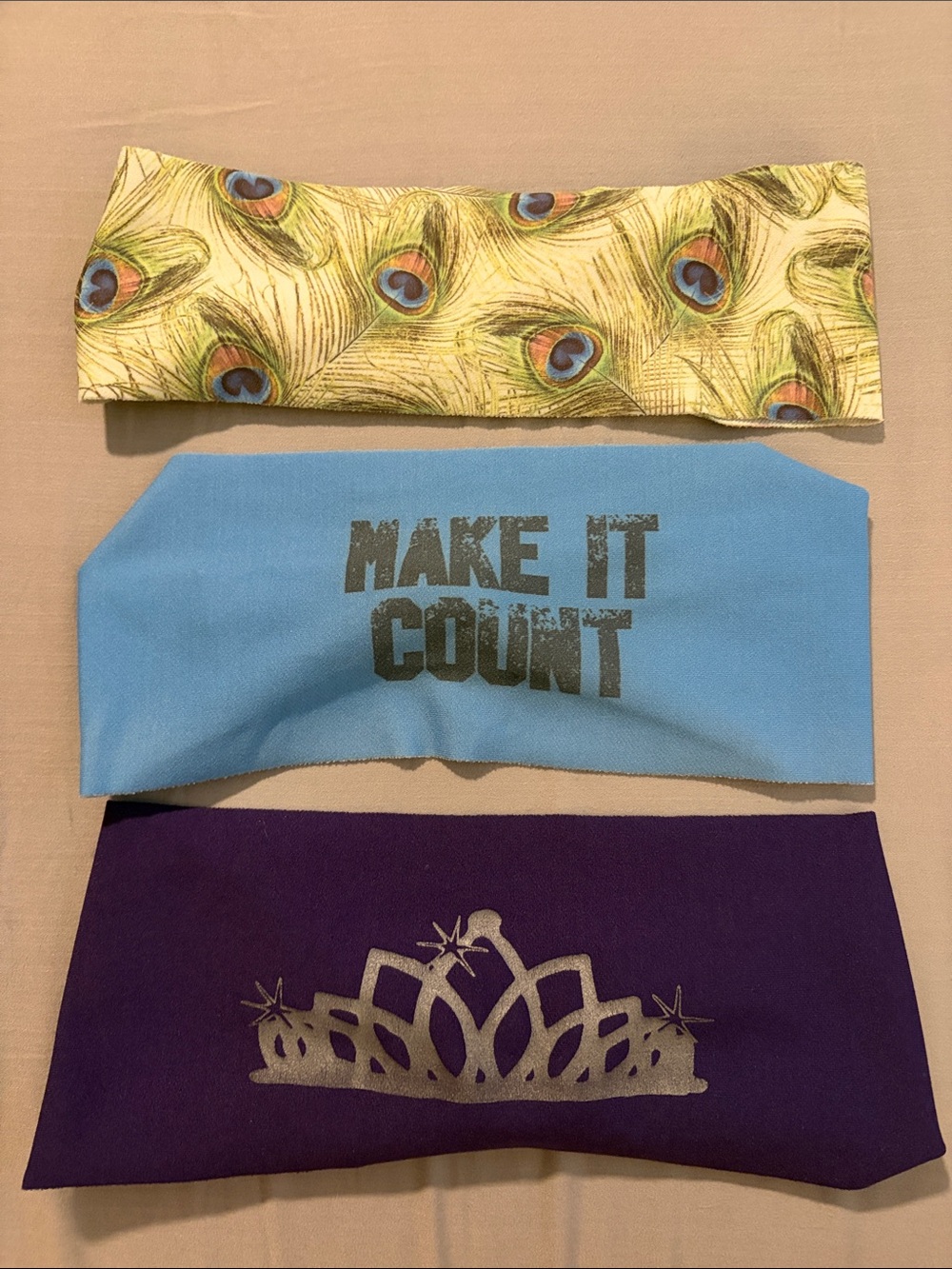 Set of 3 Bondiband Stretch Headbands in Peacock, Blue, and Purple